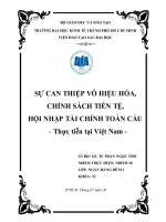 Sự can thiệp vô hiệu hóa, chính sách tiền tệ, hội nhập tài chính toàn cầu - Thực tiễn tại Việt Nam