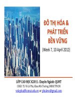 ĐÔ THỊ HÓA & PHÁT TRIỂN BỀN VỮNG (Week 7, 10 April 2012) - ĐÔ THỊ HÓA TẠI CHÂU Á pptx