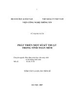 Phát triển một số kỹ thuật trong tính toán tiến hoá