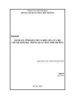 Nghiên cứu cơ sở khoa học và thực tiễn nhằm xây dựng, thử nghiệm bộ chỉ thị sinh học phục vụ quan trắc môi trường các lưu vực sông của việt nam   áp dụng thử nghiệm cho lưu vực sông nhuệ   đáy   đánh giá tính khả thi và hiệu