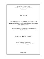 Các quy định về nhập khẩu của nhật bản và khả năng xuất khẩu của việt nam sang thị trường này