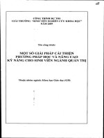Đề tài : một số giải pháp cải thiện phương pháp học và nâng cao kỹ năng cho sinh viên ngành quản trị