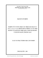 Đề tài :  Nghiên cứu tuyển chọn cây trội loài xoan ta ( melia azedarach linn) trong rừng trồng và cây mọc rải rác tại huyện thiệu hoá, tỉnh thanh hoá và huyện ba bể, tỉnh bắc kạn