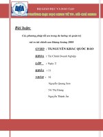 Tiểu luận: Các phương pháp tối ưu trong đo lường và quản trị rủi ro tài chính sau khủng hoảng 2008