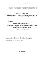 Nghiên cứu công nghệ xử lý nguồn nước mặt bị ô nhiễm ở vùng nông thôn bằng công nghệ sinh thái