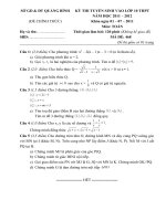 Đề tuyển sinh vào THPT tỉnh Quảng Bình năm học 2011 - 2012