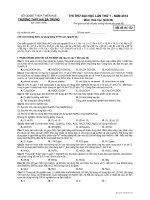 Đề thi thử ĐH, CĐ lần 1 - năm 2014 môn Hóa học khối B THPT Hà Bà Trưng Thừa Thiên Huế