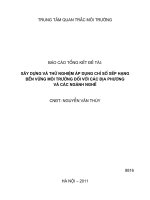 Xây dựng và thử nghiệm áp dụng chỉ số xếp hạng bền vững môi trường đối với các địa phương và các ngành nghề