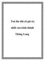Toà lâu đài cổ giá trị nhất của kinh thành Thăng Long potx