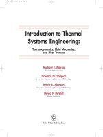 introduction to thermal systems engineering thermodynamics, fluid mechanics, and heat transfer