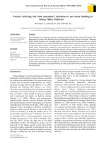Factors affecting fast food consumers’ intention to use menu labeling in Klang Valley, Malaysia