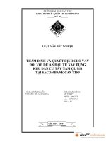 thẩm định và quyết định cho vay đối với dự án đầu tư khu dân cư tây nam bộ quốc lộ 91b tại sacombank cần thơ lê thị út