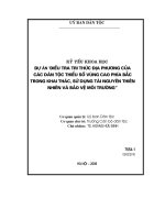 Điều tra tri thức địa phương của một số dân tộc ở vùng cao phía bắc trong khai thác, sử dụng tài nguyên thiên nhiên và bảo vệ môi trường   các chuyên đề nghiên cứu