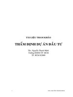 tài liệu tham khảo thẩm định dự án đầu tư