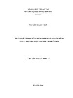 Phát triển hoạt động kinh doanh của ngân hàng ngoại thương Việt Nam sau cổ phần hóa