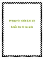 10 nguyên nhân khó tin khiến trẻ bị béo phì doc