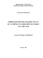 Chính sách thương mại quốc tế của EU và những tác động đến xuất khẩu của Việt Nam