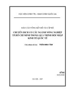 Chuyển dịch cơ cấu ngành nông nghiệp tp  hồ chí minh trong quá trình hội nhập kinh tế