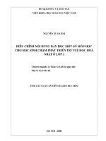 Điều chỉnh nội dung dạy học một số môn học cho học sinh chậm phát triển trí tuệ học hoà nhập ở lớp 1