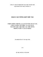 chọn giống thuốc lá lai có năng suất cao, chất lượng tốt phục vụ sản xuát nguyên liệu cho nhu cầu tiêu dùng trong nước và xuất khẩu