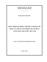 hoàn thiện hệ thống chỉ tiêu cảnh báo tín dụng của trung tâm thông tin tín dụng ngân hàng nhà nước việt nam