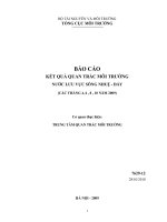 Nghiên cứu cơ sở khoa học và thực tiễn nhằm xây dựng, thử nghiệm bộ chỉ thị sinh học phục vụ quan trắc môi trường các lưu vực sông của việt nam   áp dụng thử nghiệm cho lưu vực sông nhuệ   đáy   kết quả quan trắc môi trường n