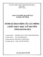 Đánh giá hoạt động của các phòng chẩn trị y học cổ truyền tỉnh khánh hòa