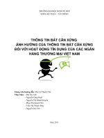 thông tin bất cân xứng ảnh hưởng của thông tin bất cân xứng đối với hoạt động tín dụng của các ngân hàng thương mại việt nam