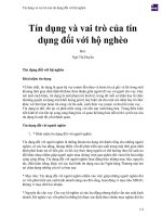 Tín dụng và vai trò của tín dụng đối với hộ nghèo