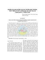 Nghiên cứu ảnh hưởng của giá thể đến sinh trưởng, phát triển và chất lượng hoa cúc vạn thọ lùn (Tagete patula L.) trồng chậu potx