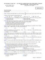 Đề thi - Đáp án môn Sinh học - Tốt nghiệp THPT Giáo dục thường xuyên ( 2013 ) Mã đề 813 potx