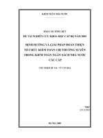 Định hướng và giải pháp hoàn thiện tổ chức kiểm toán chi thường xuyên trong kiểm toán ngân sách nhà nước các cấp