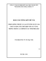 chọn tạo giống thuốc lá lai có năng suất cao, chất lượng tốt phù hợp với các vùng trồng thuốc lá chính tại các tỉnh phía bắc