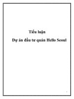 tiểu luận dự án đầu tư quán hello seoul