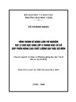 Hình thành kĩ năng làm thí nghiệm cho học sinh lớp 6 trung học cơ sở góp phần nâng cao chất lượng dạy học bộ môn