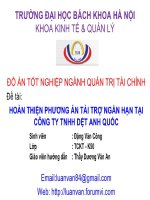 slide báo cáo luận văn hoàn thiện phương án tài trợ ngắn hạn tại công ty tnhh dệt anh quốc