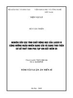 Nghiên cứu các tính chất động học của laser VI cộng hưởng ngẫu nhiên dạng cầu và dạng thoi trên cơ sở thuỷ tinh pha tạp ion đất hiếm Er