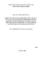 Nghiên cứu bổ sung quy trình phân tích u, th, ra, v, fe, ca, mo và hoàn thiện quy trình phân tích xác định urani sạch hạt nhân để xác định tỷ số o u theo tiêu chuẩn ASTM để phục vụ công nghệ chế tạo viên gốm UO2 từ quặng uran