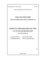 Nghiên cứu triển khai ghép gan, thận lấy từ người cho chết não