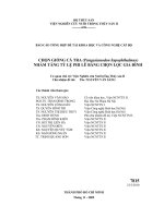 chọn giống cá tra (pangasianodon hypophthalmus) nhằm tăng tỷ lệ phi lê bằng chọn lọc gia đình