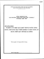 Nghiên cứu hiệu quả khử trùng nước uống bằng ánh sáng mặt trời (SODIS) và khả năng áp dụng trên quy mô hộ gia đình
