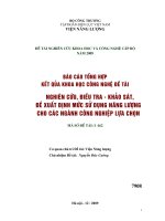 Nghiên cứu, điều tra, khảo sát đề xuất định mức sử dụng năng lượng cho các ngành công nghiệp lựa chọn