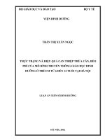 Luận án thực trạng và hiệu quả can thiệp thừa cân, béo phì của mô hình truyền thông giáo dục dinh dưỡng ở trẻ em từ 6 đến 14 tuổi tại hà nội