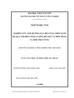 Nghiên cứu ảnh hưởng của độ cứng thép x12m đã qua tôi đến chất lượng bề mặt và mòn dụng cụ khi tiện cứng