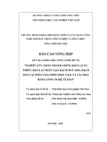 Nghiên cứu nhân nhanh giống keo lai tự nhiên, keo lai nhân tạo, bạch đàn uro, bạch đàn lai nhân tạo (mới chọn tạo) và lát hoa bằng công nghệ tế bào