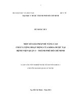 MỘT SỐ GIẢI PHÁP ĐỂ NÂNG CAO  CHẤT LƯỢNG HOẠT ĐỘNG CỦA KHOA DƯỢC TẠI  BỆNH VIỆN QUẬN 3 – THÀNH PHỐ HỒ CHÍ MINH