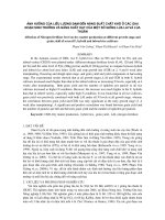 Ảnh hưởng của liều lượng đạm đến năng suất chất khô ở các giai đoạn sinh trưởng và năng suất hạt của một số giống lúa lai và lúa thuần pptx