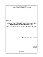 Nghiên cứu cơ sở khoa học và thực tiễn nhằm xây dựng, thử nghiệm bộ chỉ thị sinh học phục vụ quan trắc môi trường các lưu vực sông của việt nam   áp dụng thử nghiệm cho lưu vực sông nhuệ   đáy   đề xuất các tiêu chí phân tích