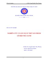 LUẬN VĂN CÔNG NGHỆ THỰC PHẨM NGHIÊN CỨU VÀ SẢN XUẤT THỬ SẢN PHẨM LÔ HỘI TRÀ XANH