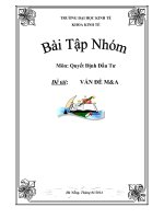 PHÂN TÍCH VẤN ĐẾ SÁP NHẬP VÀ MUA BÁN DOANH NGHIỆP